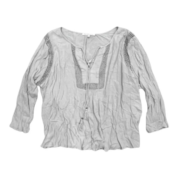 Danielrainn Oatmeal Beige Crochet Detail Viscose Blouse 3X - Picture 1 of 4